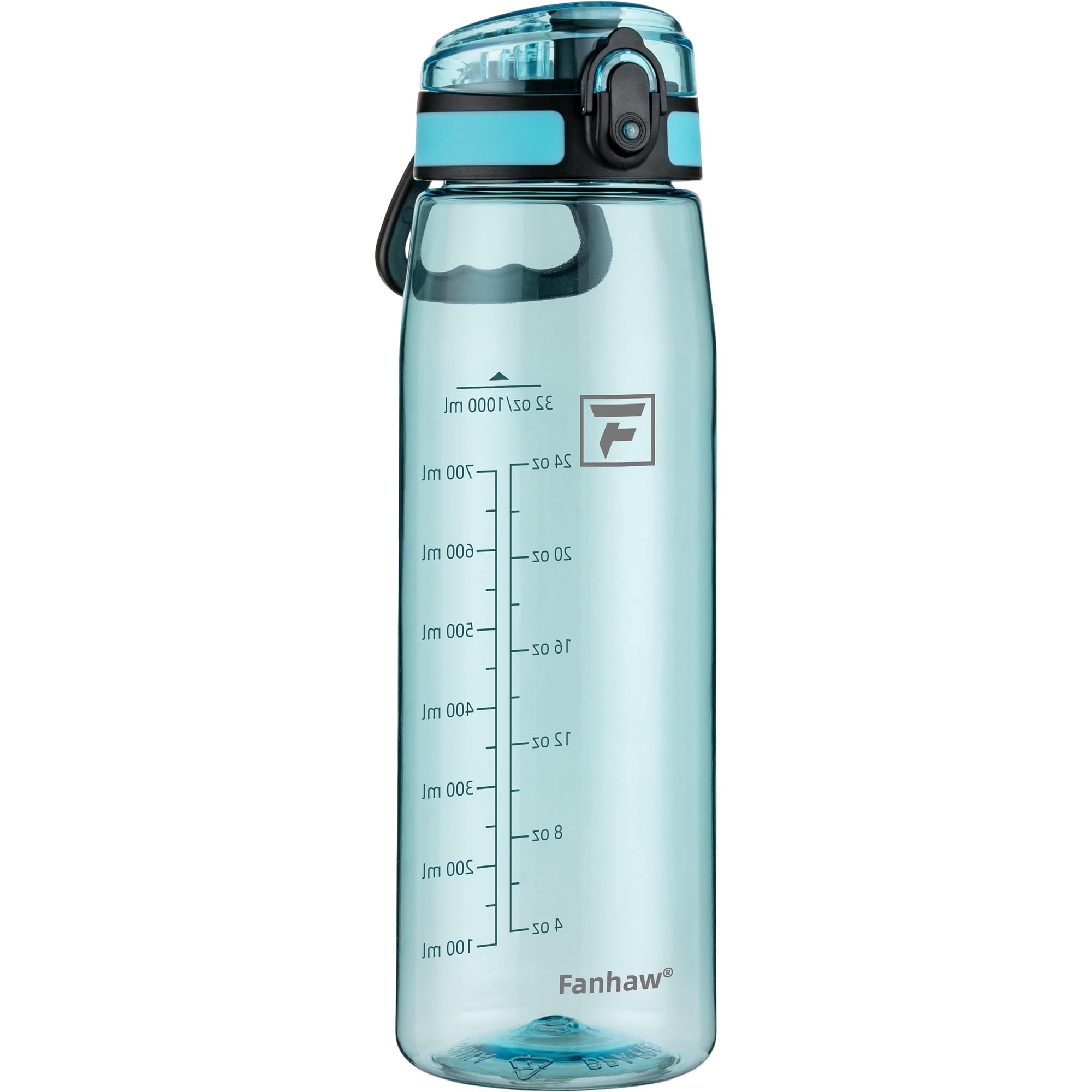 Fanhaw 32 oz Tritan Water Bottle with Chug Lid - Clear, BPA-Free, Lightweight, Wide Mouth, Leak-Proof, Perfect for Gym, Travel, School, Office, and Sports (Clear & Black)