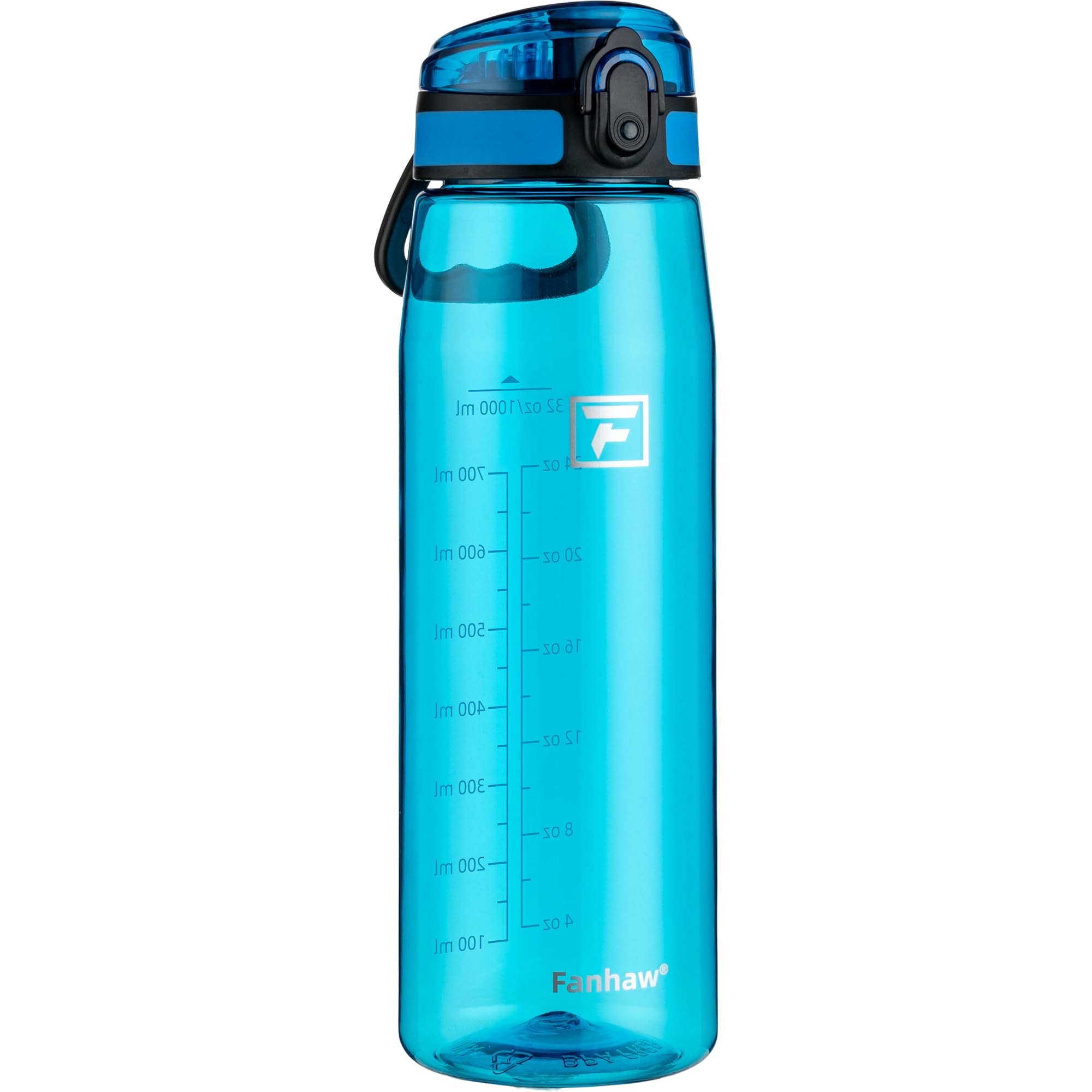 Fanhaw 32 oz Tritan Water Bottle with Chug Lid - Clear, BPA-Free, Lightweight, Wide Mouth, Leak-Proof, Perfect for Gym, Travel, School, Office, and Sports (Clear & Black)