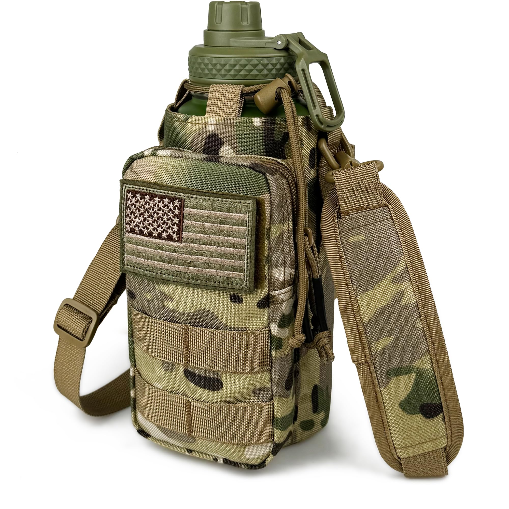 64 Oz Water Bottle with Sleeve - Half Gallon Big Insulated Water Jug with Strap Stainless Steel Gym Water Bottles for Men Sports Workout Hiking All Black